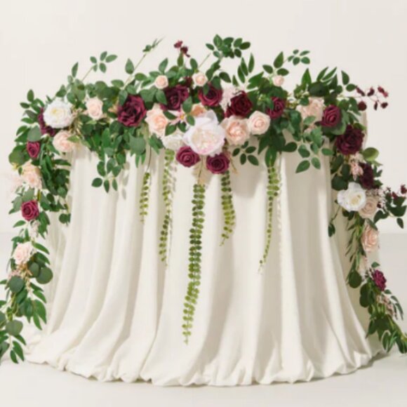 Ling's Moment 9FT Head Table Flower Garland in Romantic Marsala - Picture 2 of 2